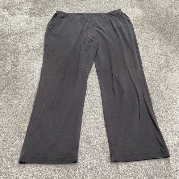 Land's End Lounge Sweatpants Womens XL Black Wide Leg Elastic Waist Cotton 36x28 - Picture 2 of 12